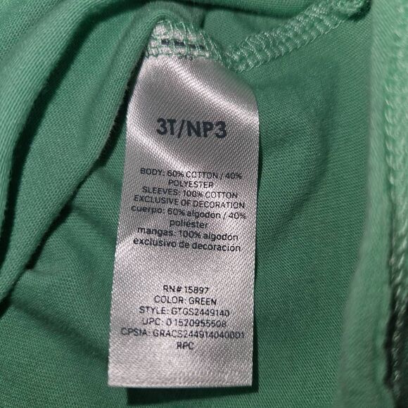 6 for $25🎃 Garanimals Green Flutter Sleeve Top W/ Embroidery Eyelet Details 3T - Picture 4 of 5